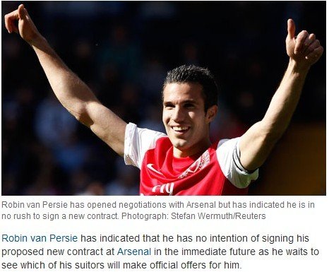 英媒曝范佩西中止续约谈判 两因素致枪手被动