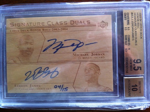 球星卡第339期:乔丹詹姆斯联合木制签字卡